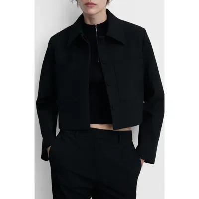 Mango Crop Suiting Jacket In Black