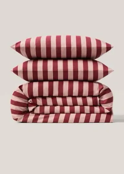 Mango Duvet Cover Cotton Percale Stripes Kodak 90cm Bed Pink