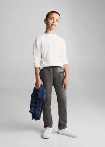 Mango Kids' Elastic Waist Trousers Charcoal In Gris Anthracite