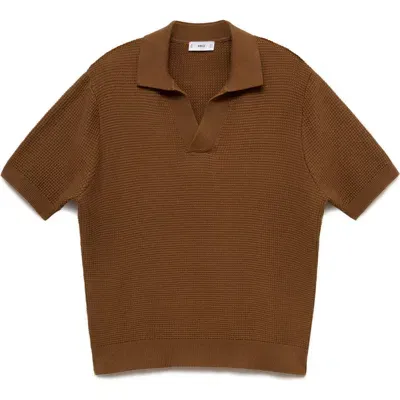 Mango Fine Cotton Knit Polo In Coffee