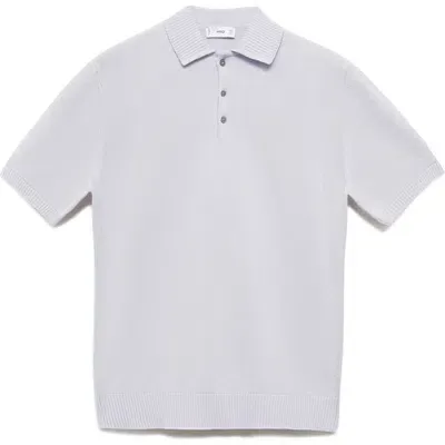 Mango Fine Cotton Knit Polo In Lilac