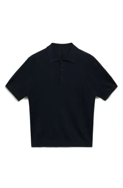 Mango Fine Knit Polo In Dark Navy