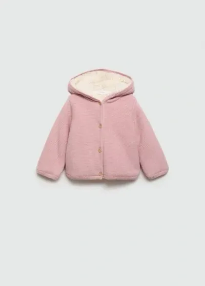 Mango Babies' Cardigan Imitation Mouton Capuche In Pink