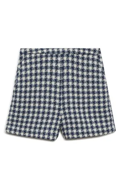 Mango Houndstooth Shorts In Blue