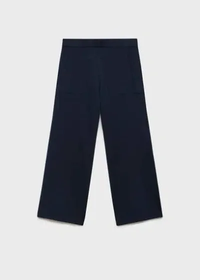 Mango Kids' Knitted Culotte Trousers Dark Navy