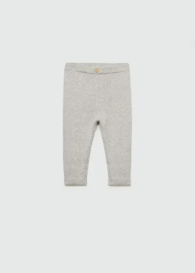 Mango Babies' Cotton Ribbed Leggings Medium Heather Grey In Gray