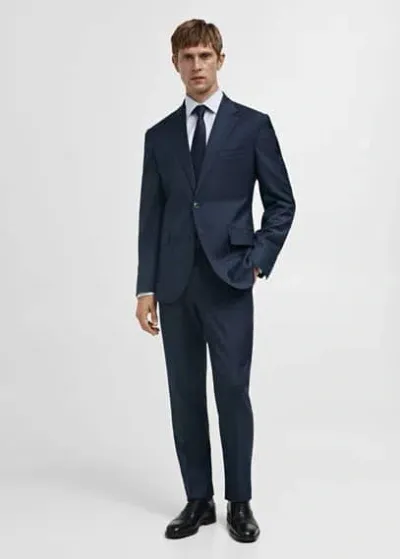 Mango Man - Veste Costume Slim-fit 100 % Laine Vierge Bleu Marine Foncé - 56 - Homme In Dark Navy