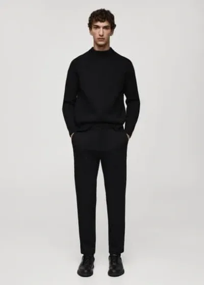 Mango Man - Coolmax Breathable Wool-blend Sweater Noir - L - Homme In Black