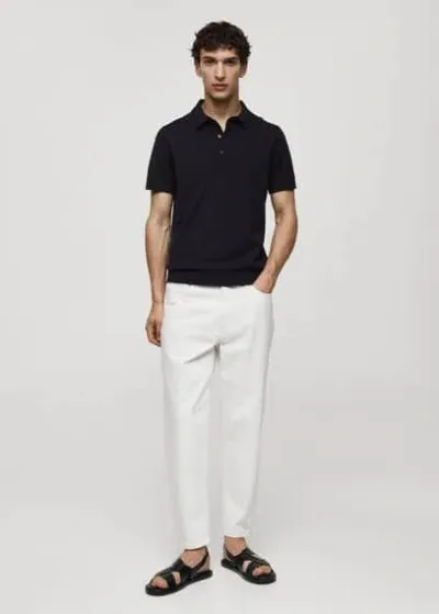 Mango Man Fine-knit Polo Shirt Dark Navy