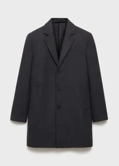 Mango Man Lightweight Recycled Wool Coat Charcoal