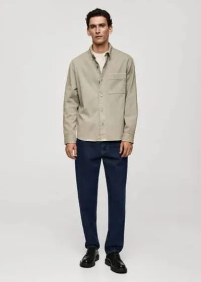 Mango Man Pocket Denim Overshirt Green