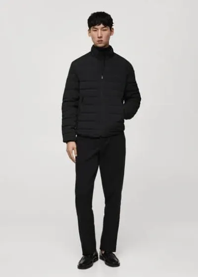 Mango Man Quilted Jacket With Down And Feather Filling Black