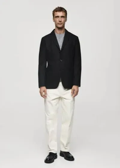 Mango Man Recycled Wool Slim-fit Jacket Black