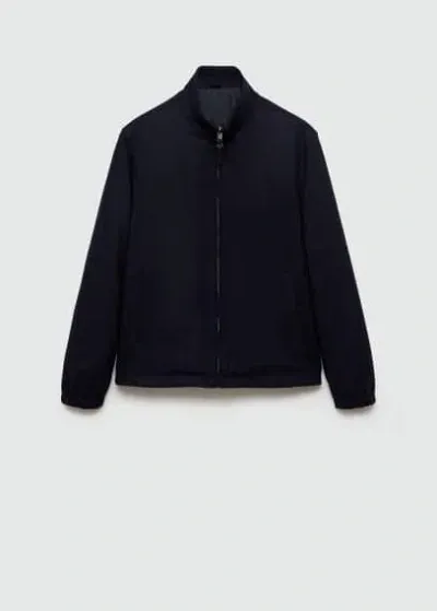 Mango Man Regular Fit Wool Jacket Dark Navy