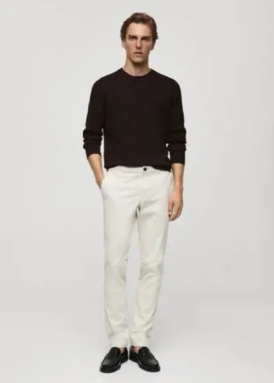 Mango Man Ribbed Cotton Knitted Sweater Chocolate