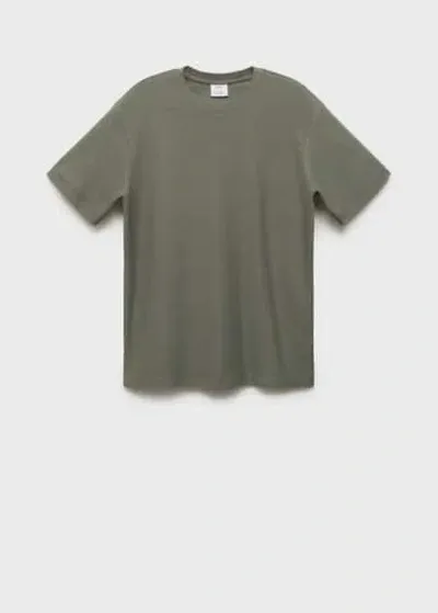 Mango Man T-shirt With Regular-fit Structure Green