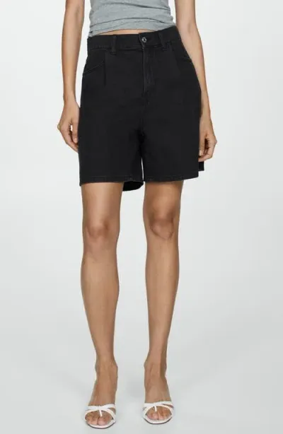 Mango Marina Denim Shorts In Black