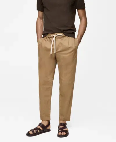 Mango Men's Drawstring Detail Slim-fit Pants In Brown