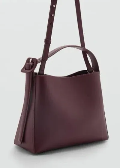 Mango Mini Shopper Buckle Bag Burgundy