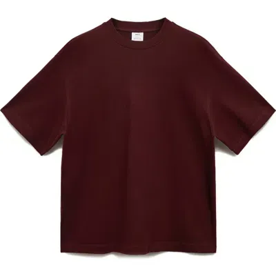 Mango Oversize Cotton T-shirt In Burgundy