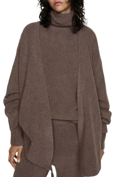 Mango Oversize Wrap Cardigan In Brown