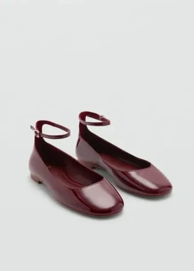 Mango Patent Leather-effect Ballet Flats Burgundy