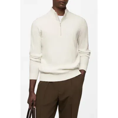 Mango Perkins Half Zip Sweater In Off White