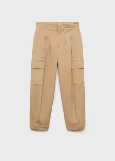 Mango Kids' Pleated Cargo Pants Medium Brown