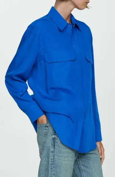 Mango Pocket Button-up Shirt In Blue