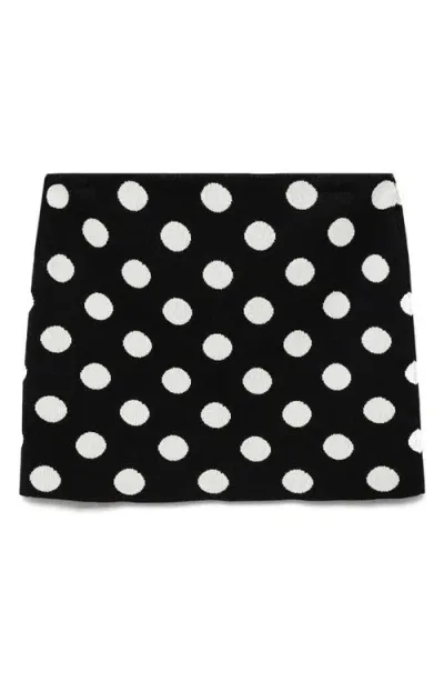 Mango Polka Dot Sweater Miniskirt In Black