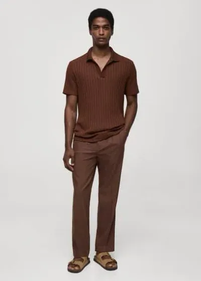 Mango Polo In Brown