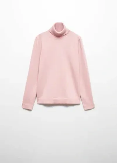 Mango Kids' Turtleneck Knit Sweater Pink