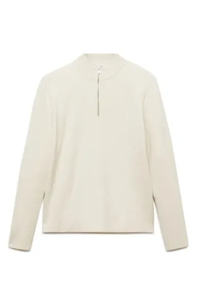 Mango Quarter Zip Sweater In Ivory White