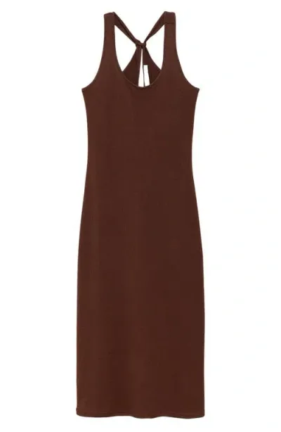 Mango Racerback Knit Dress In Brown