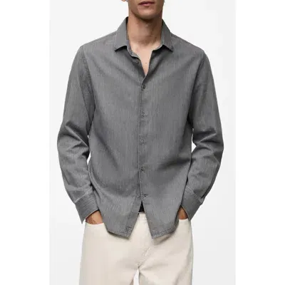 Mango Regular Fit Chambray Button-up Shirt In Denim Gray