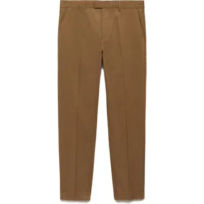 Mango Regular Fit Cotton Blend Dress Pants In Brown