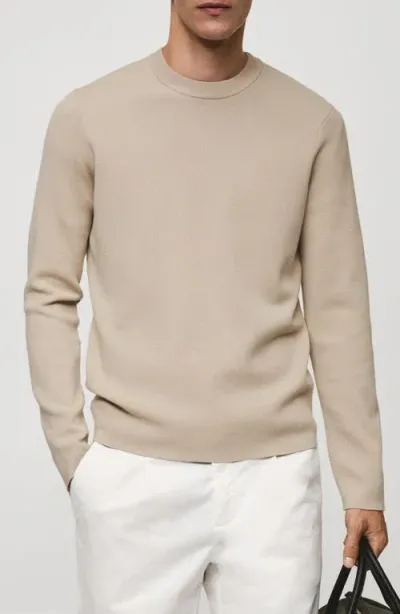 Mango Regular Fit Fine Knit Sweater In Beige