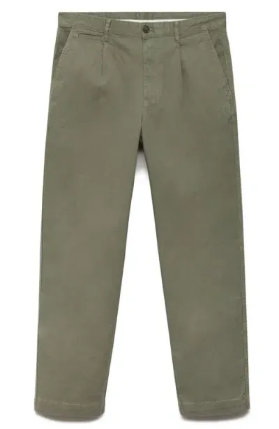 Mango Regular Fit Pleated Stretch Cotton Dress Pants In Sand