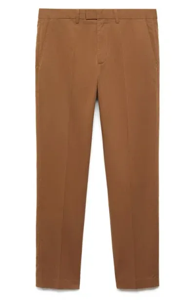 Mango Regular Fit Straight Leg Pants In Caramel