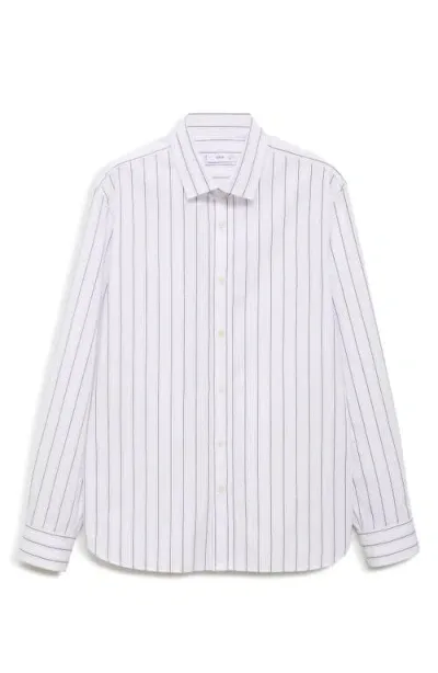 Mango Regular Fit Stripe Button-up Shirt In Violet