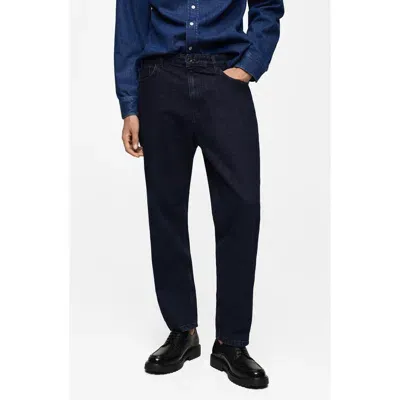 Mango Relaxed Fit Jeans In Dark Blue