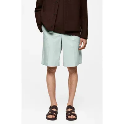 Mango Relaxed Fit Pleated Bermuda Shorts In Pastel Green