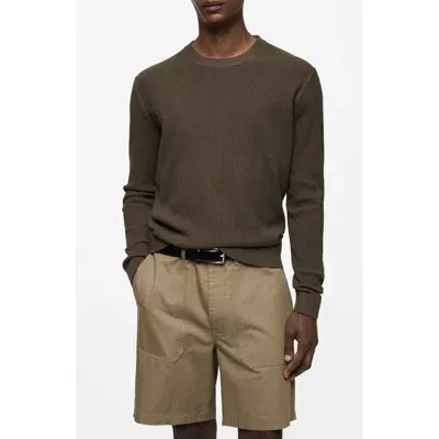 Mango Rib Sweater In Khaki Green