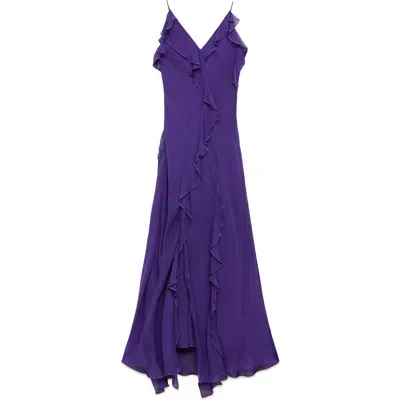 Mango Ruffle Chiffon Dress In Purple