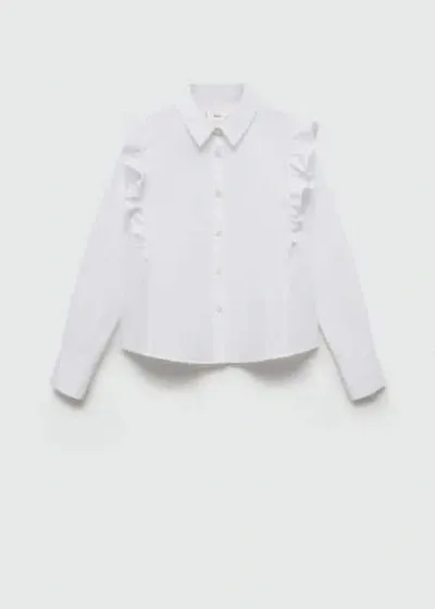 Mango Kids' Ruffled Cotton Shirt White