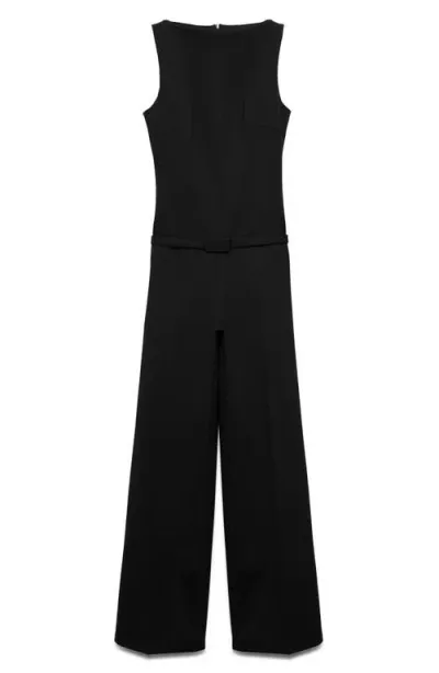 Mango Sleeveless Jumpsuit In Black