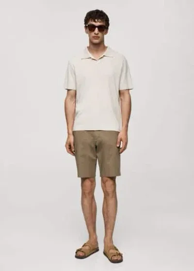 Mango Bermuda Slim-fit Chino Coton In Brown