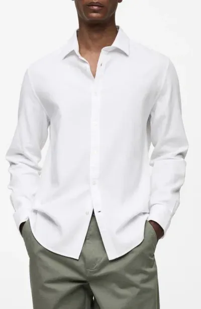 Mango Slim Fit Cotton Button-up Shirt In White