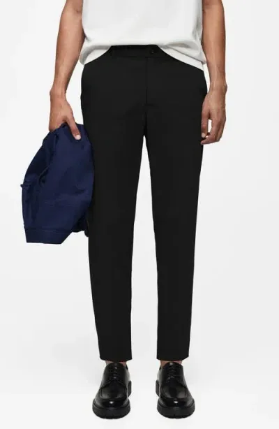 Mango Slim Fit Stretch Pants In Black