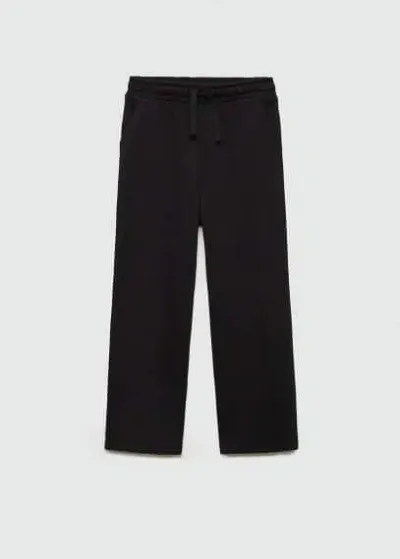 Mango Kids' Straight-fit Cotton Trousers Black